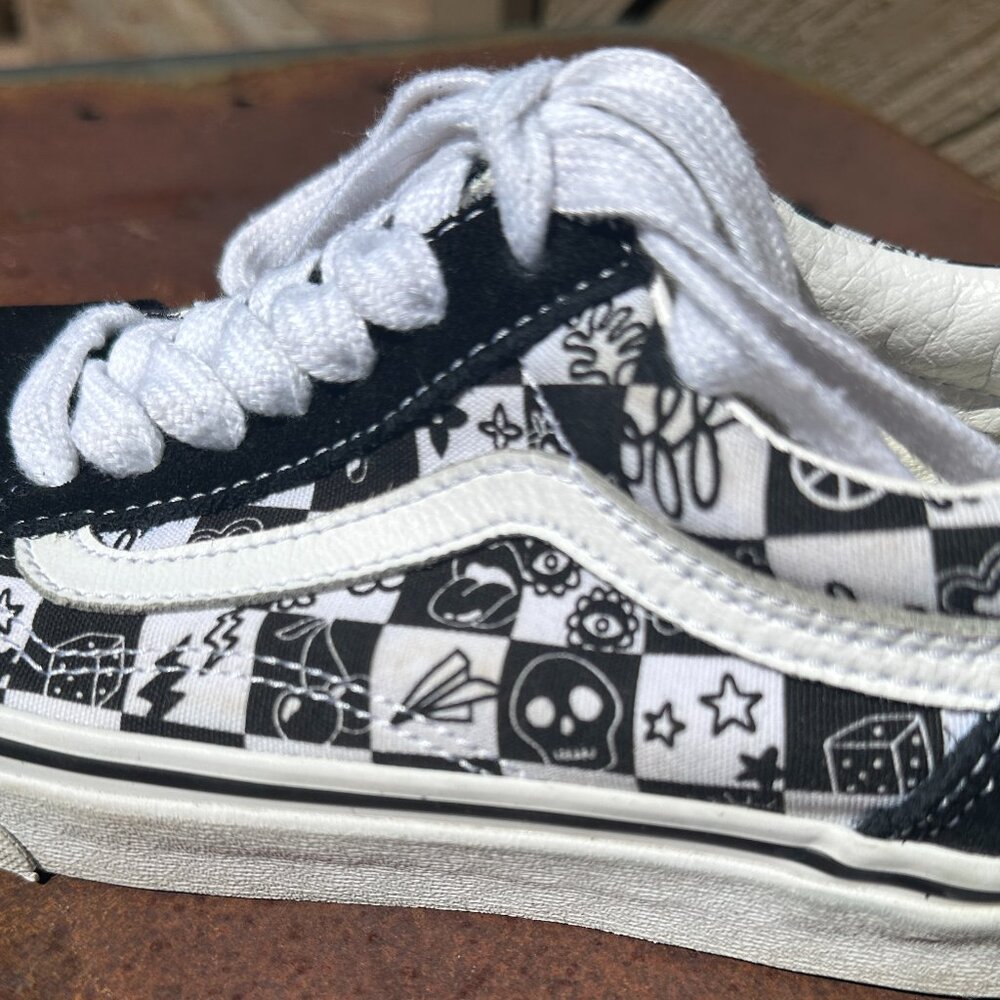 Vans Authentic Doodle Black and White Checkerboard Lace-Up Sneaker
